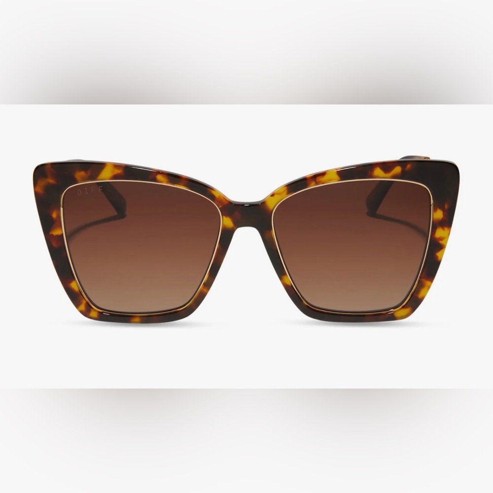 Diff Eyewear Becky IV Amber Tortoise Brown Gradient Polarized Sunglasses